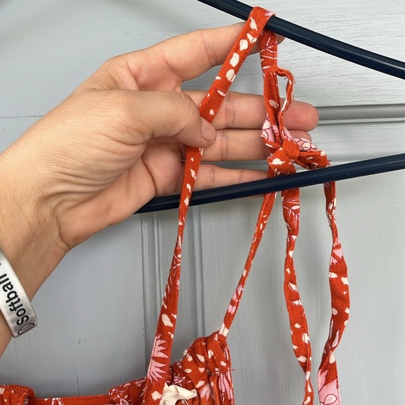 World Market Estrella Floral Dot Fall Orange Maxi Swing Dress Women’s Size S/M - Picture 5 of 13